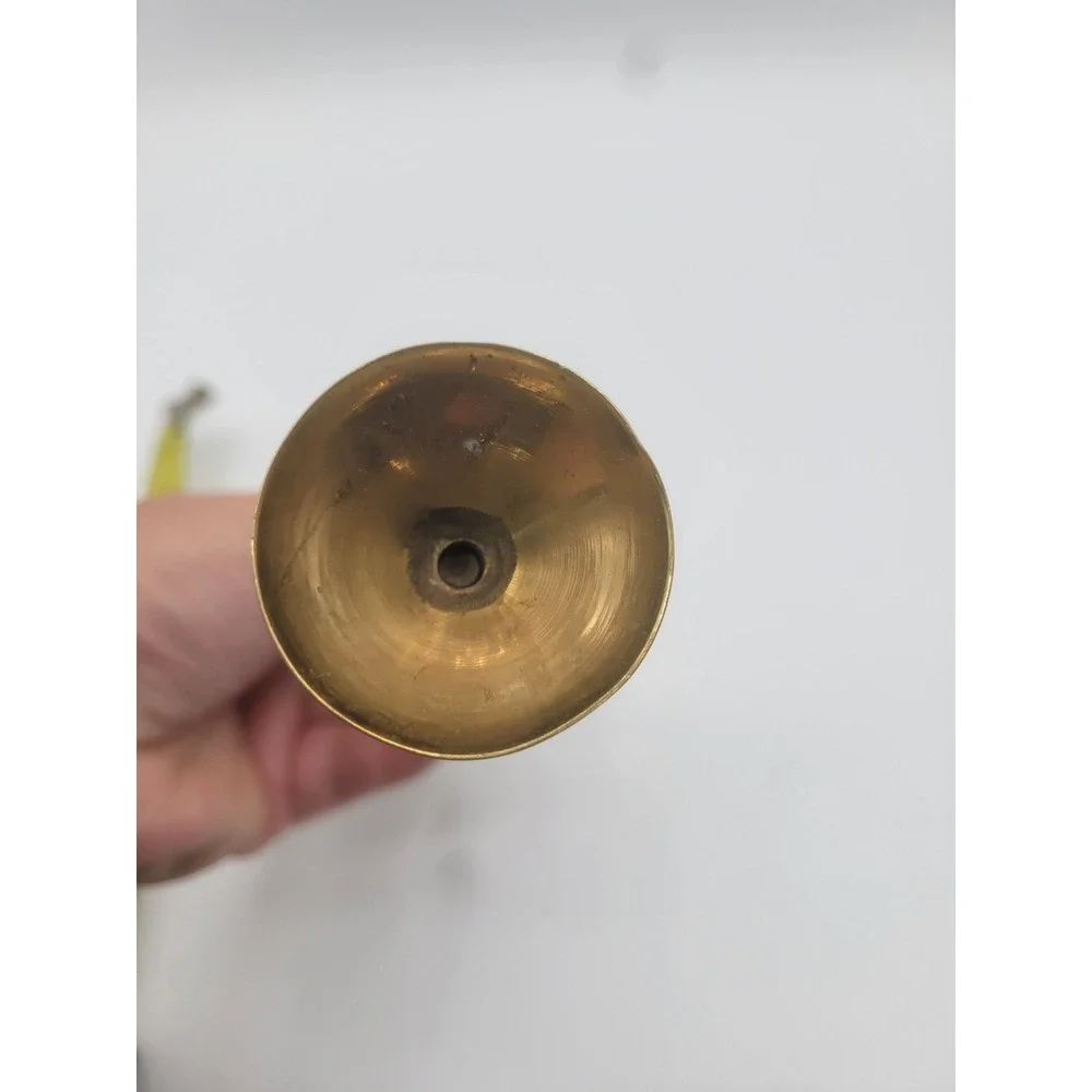 Vintage Solid Brass Bud Vase Tall Slender Handle Mid Century Modern Gold 7.5in